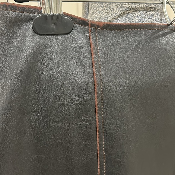 Gorgeous, chocolate brown, faux leather, distressed skirt - Picture 4 of 8